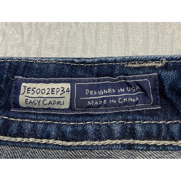 Miss Me Jeans Easy Capri Style JE5002EP34 Distressed Blue 25 Embellished Pockets - Picture 5 of 11